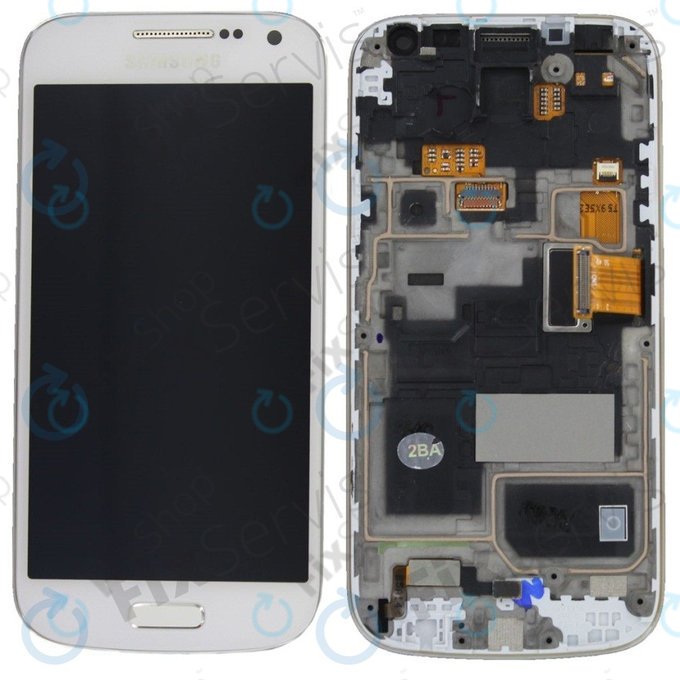 Samsung Galaxy S4 Mini Value I915i - LCD zaslon + steklo na dotik + okvir (White Frost) - GH97-16992B Genuine Service Pack