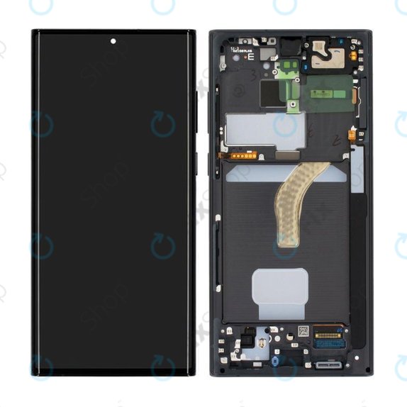 Samsung Galaxy S22 Ultra S908B - LCD zaslon + zaslon osjetljiv na dodir + okvir (Phantom Black) - GH82-27488A, GH82-27489A Originalni servisni paket