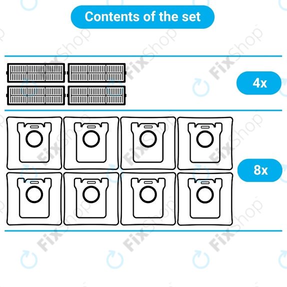 Set rezervnih dijelova za BOSCH GAS 25 (4x Filter, 8x Vrećica za prašinu)