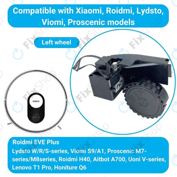 Roidmi EVE Plus - Kotač s motorom (lijevo) (Crna)