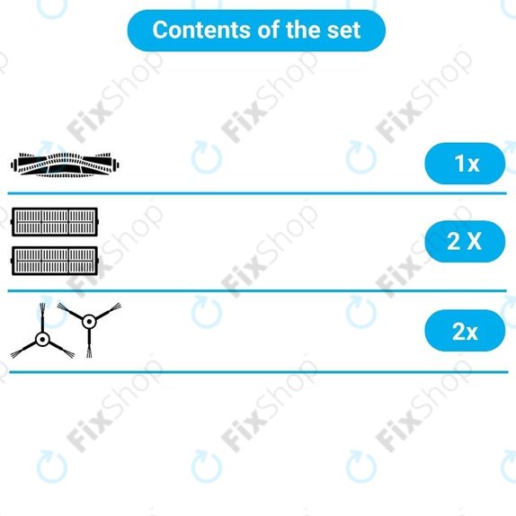 Set rezervnih dijelova za Xiaomi Dreame Bot L10 Pro, D9, D9 Pro, D9 Max, Trouver LDS (1x Glavna četka, 2x Filteri, 2x Bočne četke)