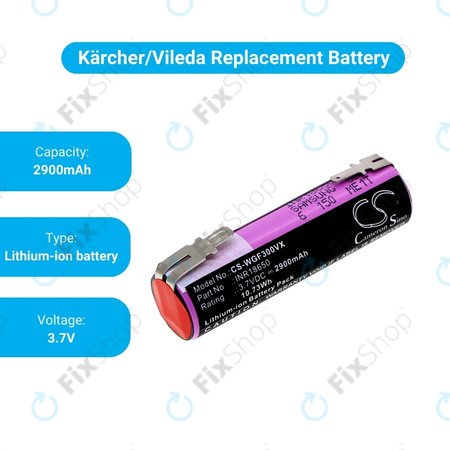 Karcher WV1, WV2, WV2 Plus, WV2 Premium, WV50 Plus, WV70 Plus - Baterija INR18650 Li-Lon 3.7V 2900mAh HQ