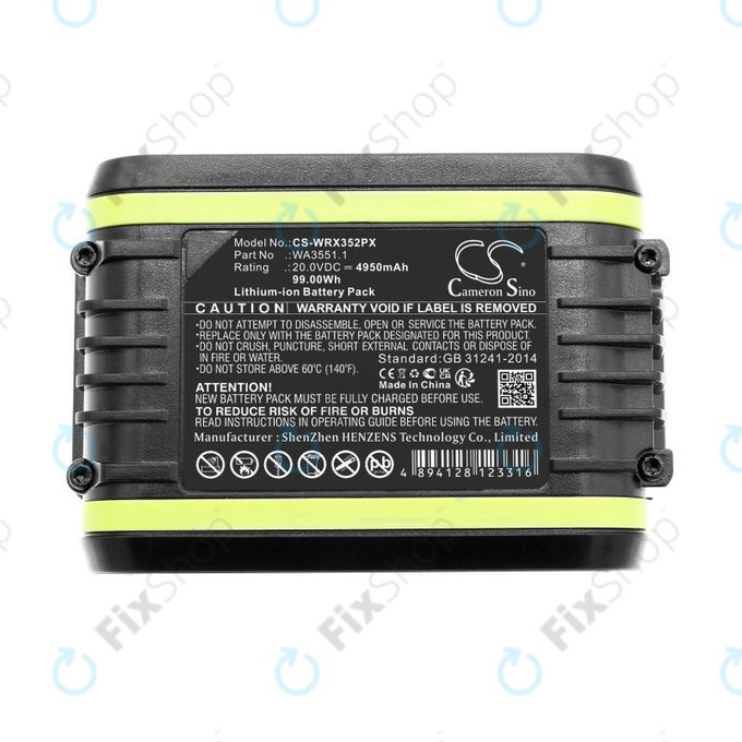 Baterija za Worx WX800.9 MAX, WX-JCR.9, 4950mAh, Li-Ion, 20V, WA3551.1, HQ