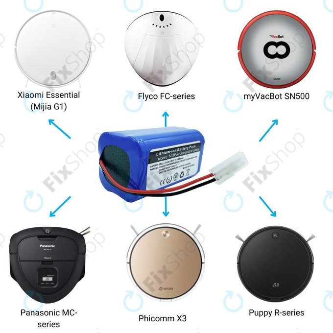 Xiaomi Essential (Mijia G1), Flyco FC-series, myVacBot SN500, Panasonic MC-series, Phicomm X3, Puppy R-series - Baterija Li-026418 Li-Ion 14.8V 2600mAh