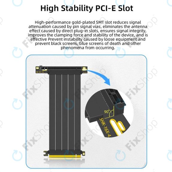 PCIe 4.0 x16 riser kabel za grafičku karticu, 20cm, crni