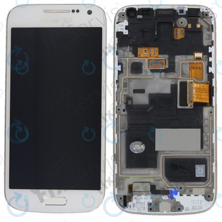 Samsung Galaxy S4 Mini Value I915i - LCD zaslon + steklo na dotik + okvir (White Frost) - GH97-16992B Genuine Service Pack
