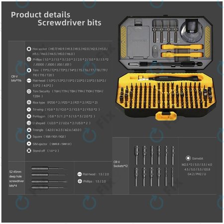 Jakemy JM-8183 - Set preciznih odvijača za popravak mobitela, tableta i računala