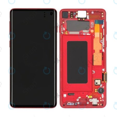 Samsung Galaxy S10 G973F - LCD zaslon + zaslon osjetljiv na dodir + okvir (crveni) - GH82-18850H Originalni servisni paket