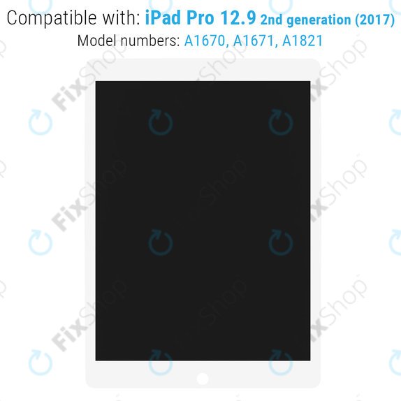 LCD Zaslon za iPad Pro 12.9" (2nd Gen 2017), White, Dodirni ekran i IC Board sout Frame, Refurbished