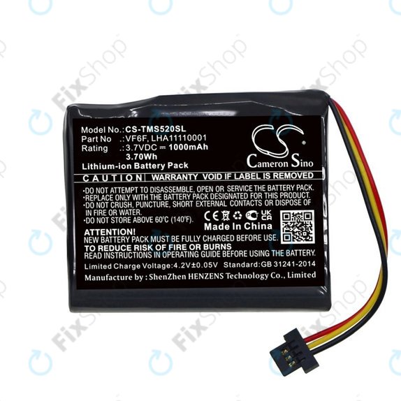 Baterija za TomTom Start 52, 1000mAh, Li-Ion, 3.7V, VF6F, HQ