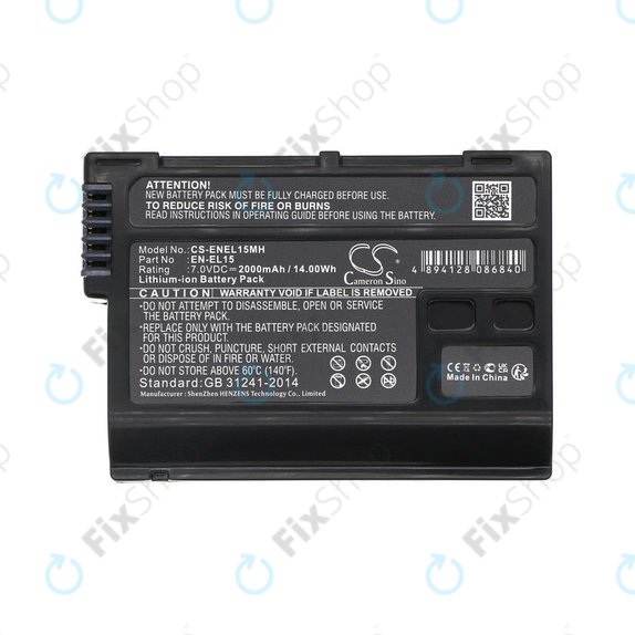 Baterija za Nikon D7000, D500, D600, D7200, D7500, Z5, Z6, EN-EL15, Li-ion, 7V, 2000mAh, HQ