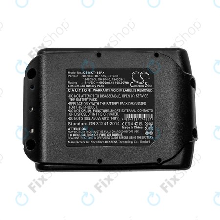Makita 18V - Baterija BL1830, BL1835, LXT400,194205-3, 194204-5, 194309-1 Li-Ion 18.0V 6000mAh HQ