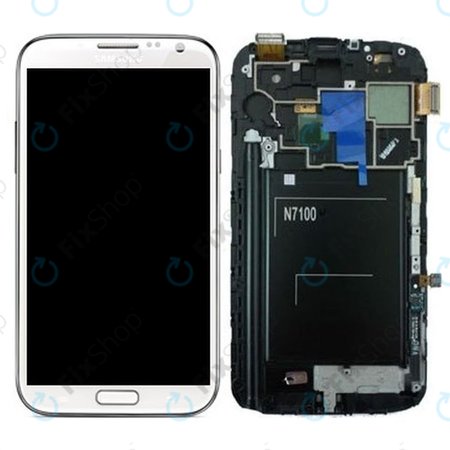 Samsung Galaxy Note 2 N7100 - LCD zaslon + zaslon osjetljiv na dodir + okvir (mramorno bijeli) - GH97-14112A Originalni servisni paket