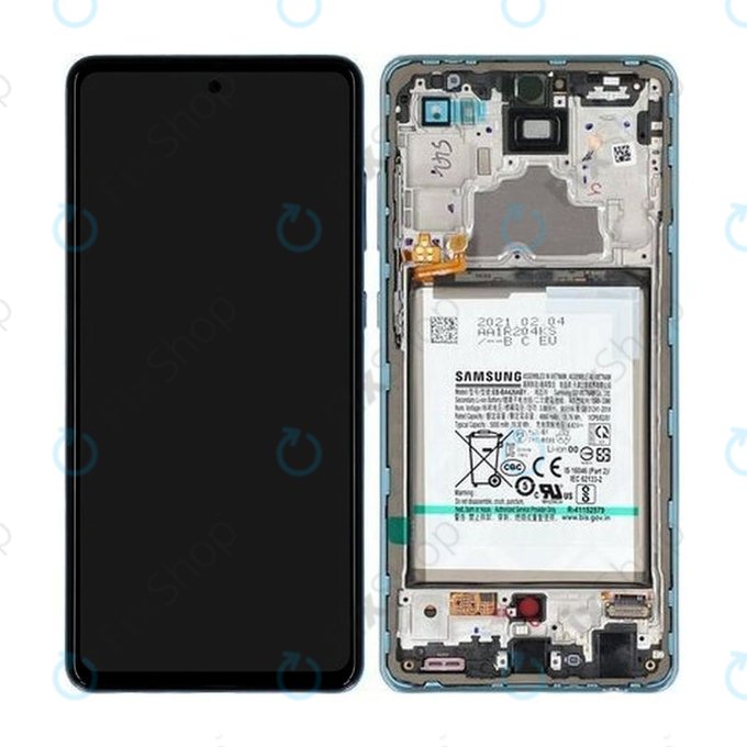 Samsung Galaxy A72 A725F, A726B - LCD zaslon + zaslon osjetljiv na dodir + okvir + baterija (Fantastična plava) - GH82-25541B, GH82-25542B Originalni servisni paket