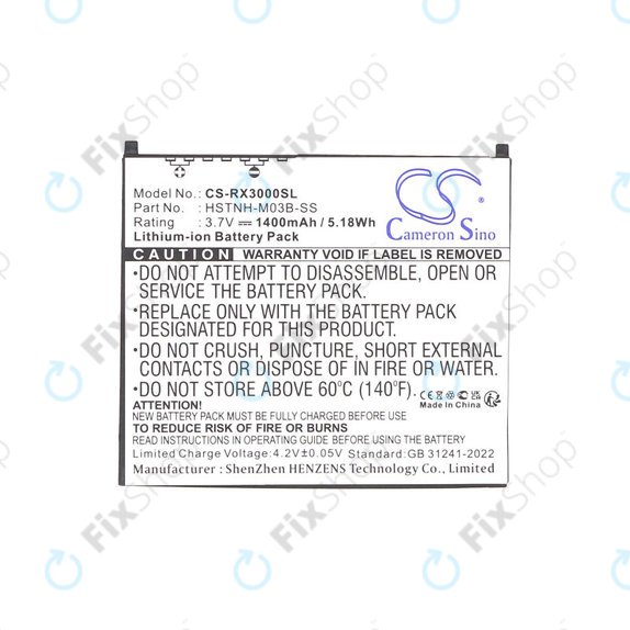 Baterija za HP Compaq iPAQ rx3000, rx3115, rx3700, hx2110, hx2790, 1400mAh, Li-Ion, 3.7V, HSTNH-M03B-SS, HQ