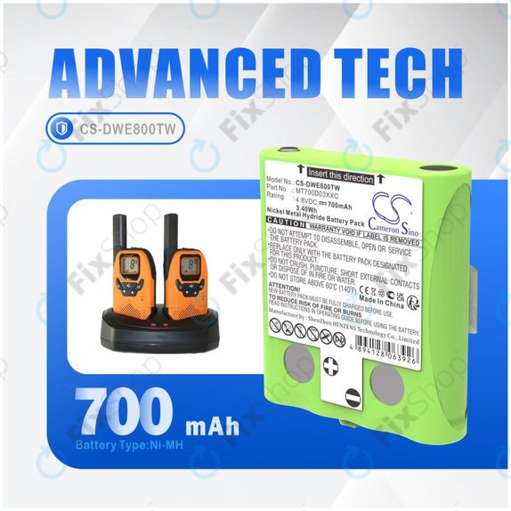 Baterija za Detewe Outdoor Pmr a Simvalley, 700mAh, Ni-MH, 4.8V, MT700D03XXC, HQ
