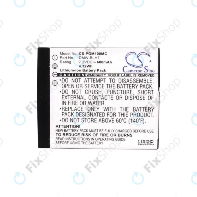 Baterija za Panasonic Lumix DMC, 600mAh, Li-Ion, 7.2V, DMW-BLH7, HQ