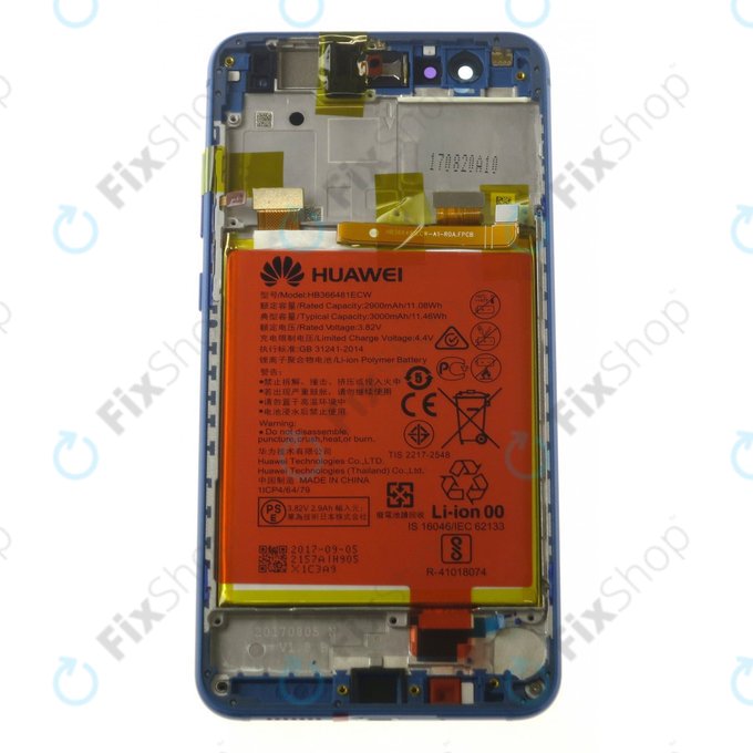 Huawei P10 Lite (WAS-LX1, Warsaw-L21) - LCD zaslon + zaslon osjetljiv na dodir + okvir + baterija (safirno plava) - 02351FSL Genuine Service Pack