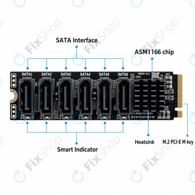 M.2 PCIe kartica za proširenje, 6 SATA III priključaka