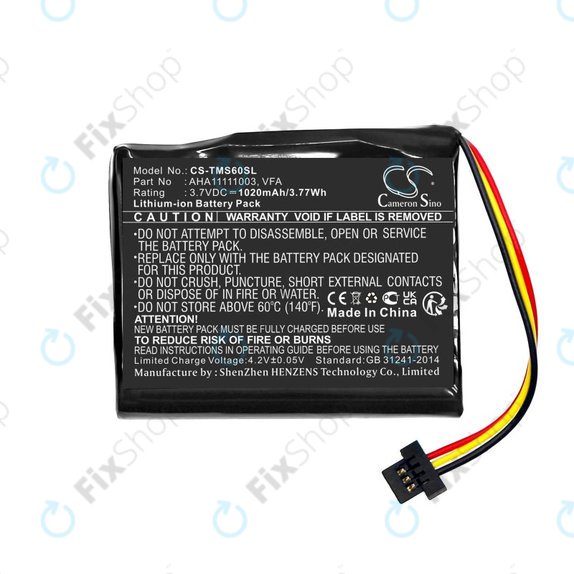 Baterija za TomTom Start 60, 1020mAh, Li-Ion, 3.7V, VFA, HQ