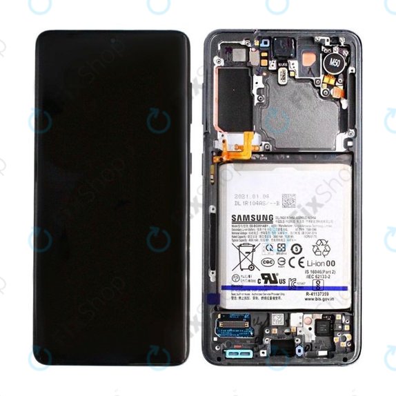 Samsung Galaxy S21 G991B - LCD zaslon + zaslon osjetljiv na dodir + okvir + baterija (Phantom Gray) - GH82-24716A, GH82-24718A Originalni servisni paket