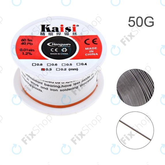 Kaisi - žica za lemljenje za precizne radove zavarivanja Sn/Pb - 0,3 mm (50 g)