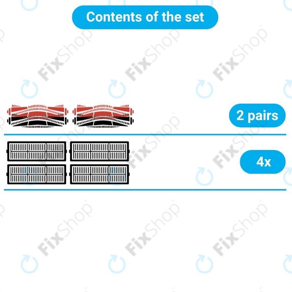 Set rezervnih dijelova za Roborock Dyad Pro (2 para glavnih četki, 4x Filter)