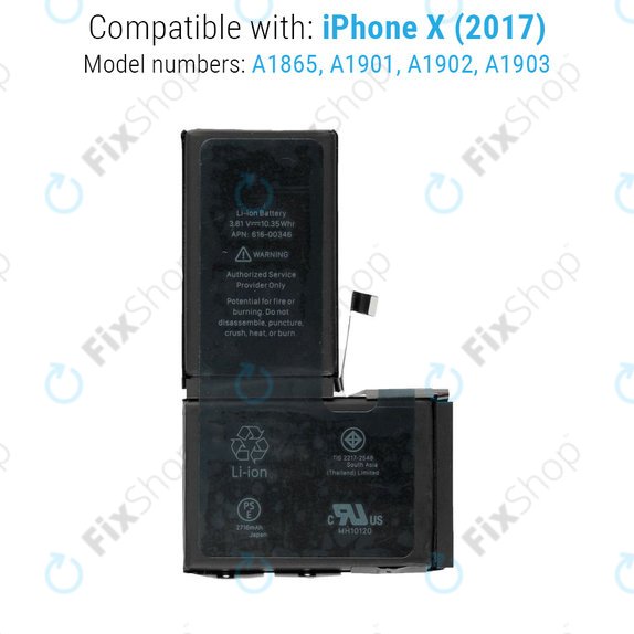 Baterija za iPhone X, 2716mAh