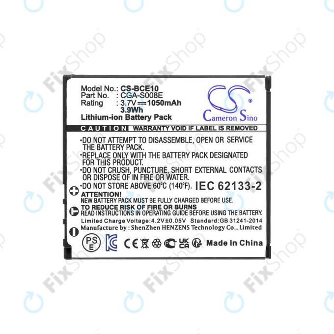Baterija za Panasonic Lumix DMC, 1050mAh, Li-Ion, 3.7V, DMW-BCE10, HQ