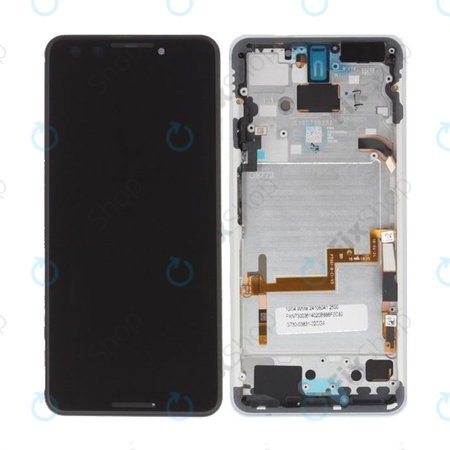 Google Pixel 3 - LCD zaslon + zaslon osjetljiv na dodir + okvir (bijeli) - 20GB1WW0S03 Originalni servisni paket