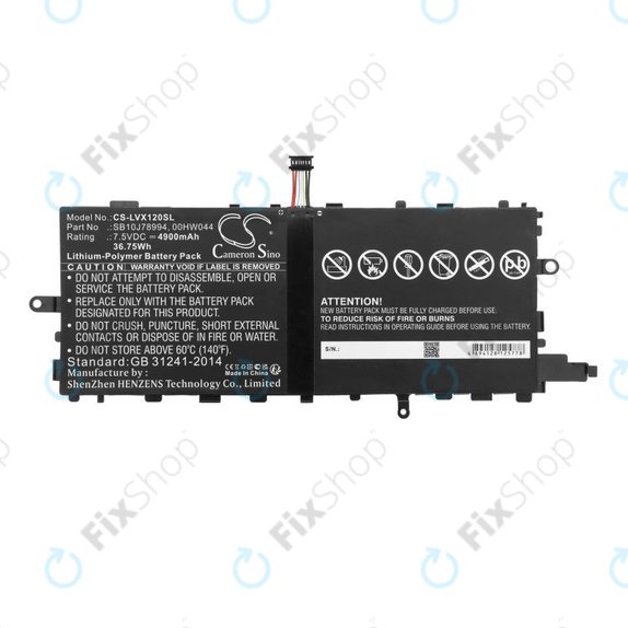 Baterija za Lenovo Thinkpad X1 Tablet, 4900mAh, Li-Pol, 7.5V, SB10J78994, HQ