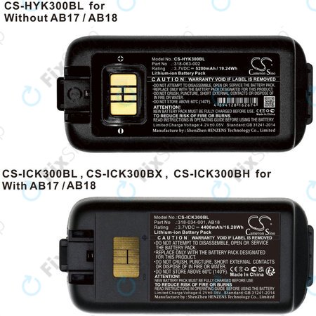 Baterija za Intermec CK3, CK3A, CK3X, CK3R, CK3C, CK3C1, CK3N, 5200mAh, Li-Ion, 3.7V, 318-034-001, HQ