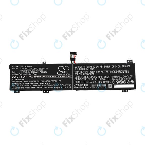 Baterija za Lenovo Legion 5, 5 Pro, 7, 7i, R7000p, 5100mAh, Li-Pol, 15.36V, L20C4PC1, HQ