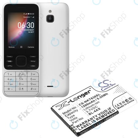 Baterija za Nokia 6300 4G, Nokia 8000 4G, 1500mAh, Li-Ion, 3.7V, BL-4AX, HQ