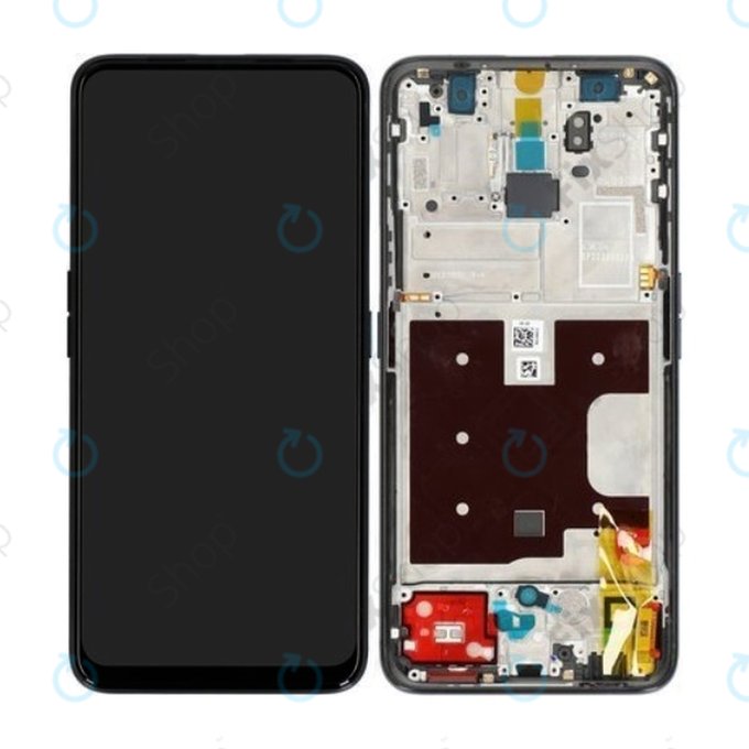 Oppo Reno 2 Z - LCD zaslon + staklo osjetljivo na dodir + okvir (crno) - O-4902827 Originalni servisni paket