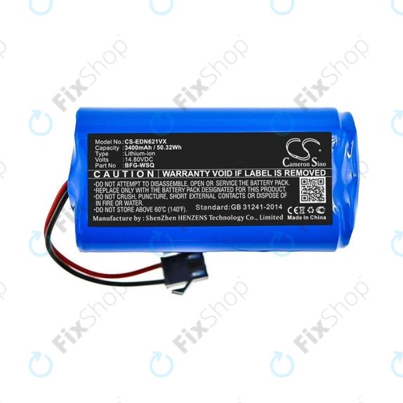 Ecovacs Deebot N79, N79S, Eufy RoboVac-series, Proscenic 850-series - Baterija BFG-WSQ, ICR18650-26J-4S1P, UR18650ZY-4S1P-AAM Li-Ion 14.4V 3400mAh HQ
