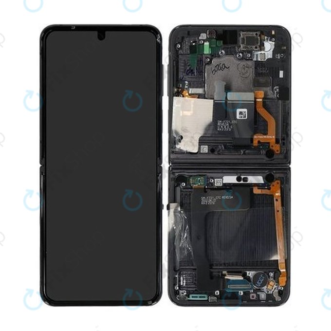 Samsung Galaxy Z Flip 4 F721B - LCD zaslon + zaslon osjetljiv na dodir + okvir (grafit) - GH82-29440A, GH82-30238A, GH82-30239A, GH82-29441A Originalni servisni paket