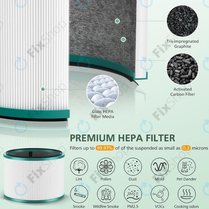 Dyson Pure Hot + Cool-series, Pure Cool Desk-series - HEPA filter (Aktivni ugljen) (Green)
