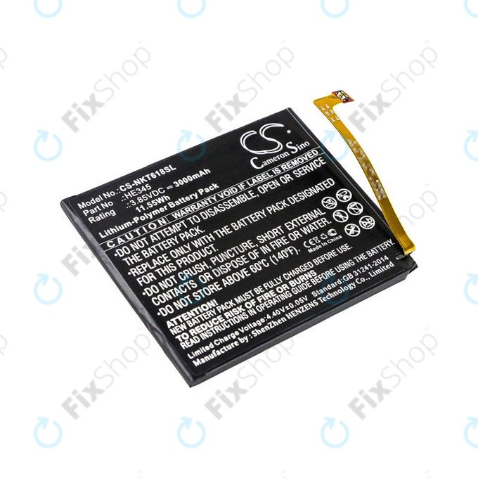 Baterija za  Nokia 6.1, 3000mAh, Li-Pol, 3.85 V, HE345, HQ