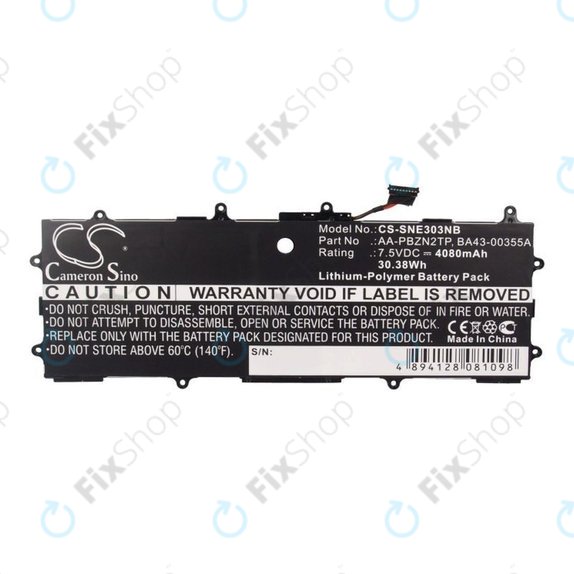 Baterija za Samsung Chromebook Series 3, 4080mAh, Li-Pol, 7.5V, AA-PBZN2TP, HQ