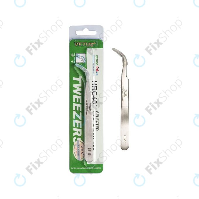 Vetus ST-15 - Profesionalna metalna pinceta sa zakrivljenim vrhom (120 mm)
