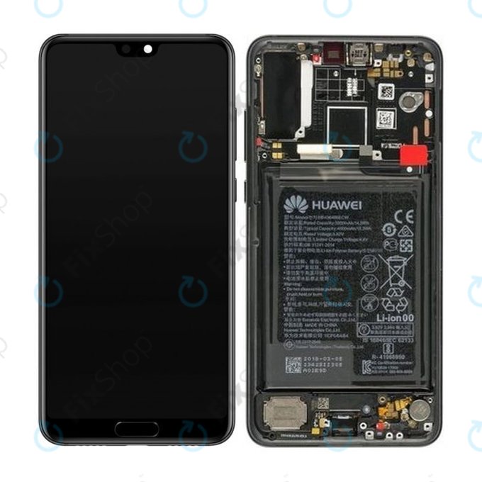 Huawei P20 Pro CLT-L29, CLT-L09 - LCD zaslon + zaslon osjetljiv na dodir + okvir + baterija (crna) - 02351WQK