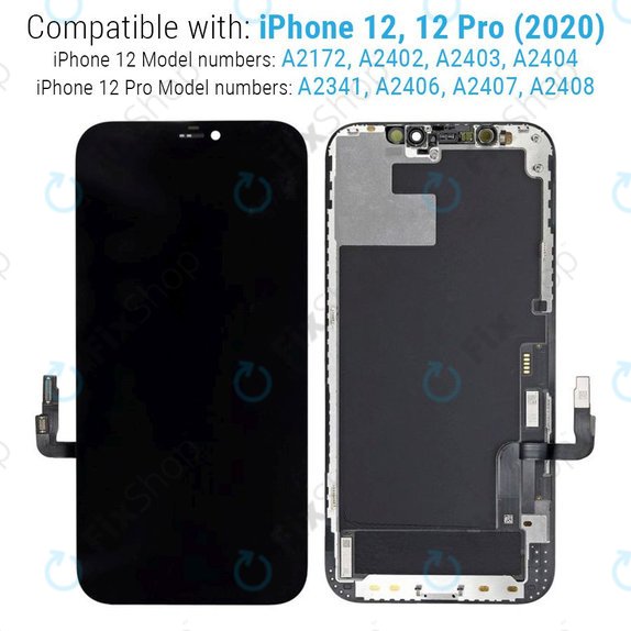 Zaslon Hard OLED za iPhone 12, 12 Pro, Dodirni ekran s okvirom, FixPremium