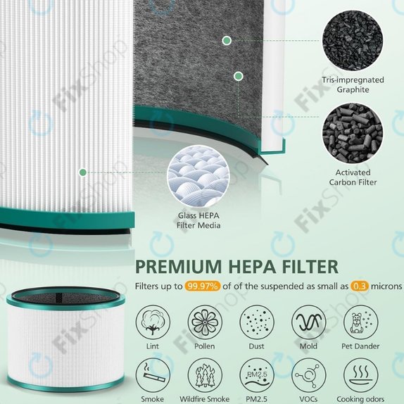 Dyson Pure Hot + Cool-series, Pure Cool Desk-series - HEPA filter (Aktivni ugljen) (Green)