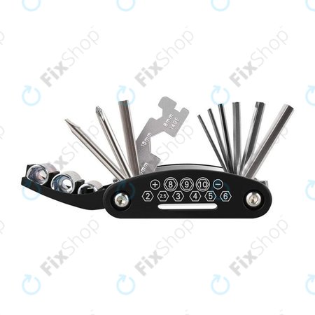 Višenamjenski alat - Zračna pumpa, komplet guma, francuski ključ, poluge i odvijač 16u1