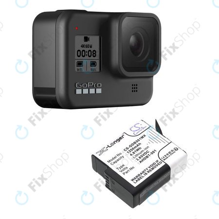 Baterija za Gopro Hero 8, Hero 6, 1250mAh, Li-Ion, 3.85V, AHDBT-501, HQ