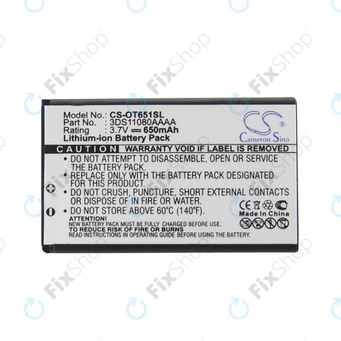 Baterija za Alcatel Lollipops, 650mAh, Li-Ion, 3.7V, 3DS11080AAAA, HQ