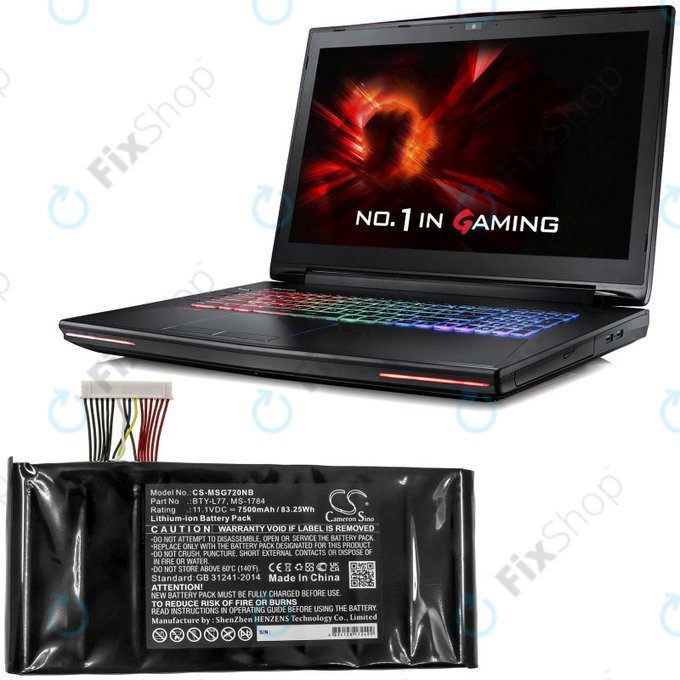 Baterija za MSI GT72, MSI WT72, 7500mAh, Li-Ion, 11.1V, BTY-L77, HQ