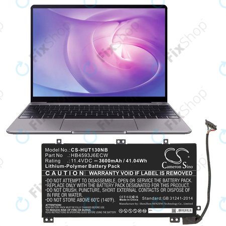 Baterija za Huawei MateBook 13, 13 i7, 3600mAh, Li-Pol, 11.4V, HB4593J6ECW, HQ