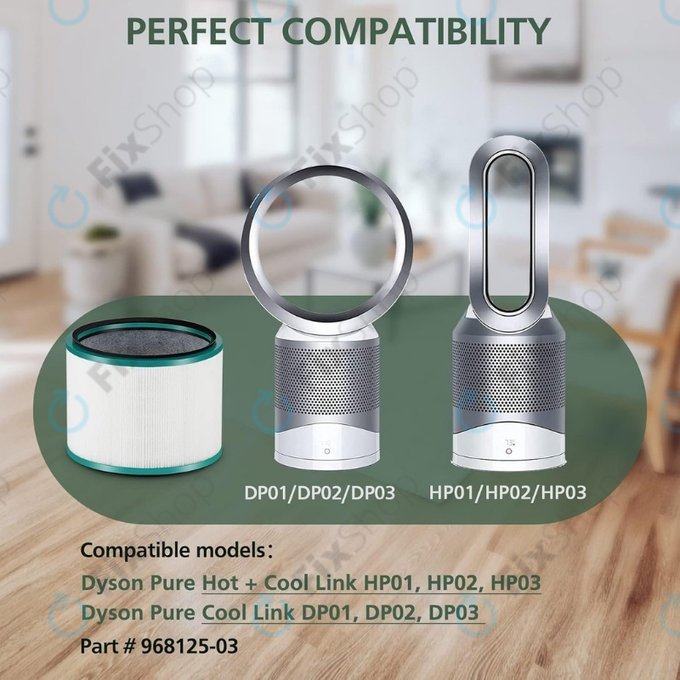 Dyson Pure Hot + Cool-series, Pure Cool Desk-series - HEPA filter (Aktivni ugljen) (Green)